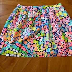 Lilly Pulitzer Neon Coral, Aqua & Lime Printed Skater Skirt